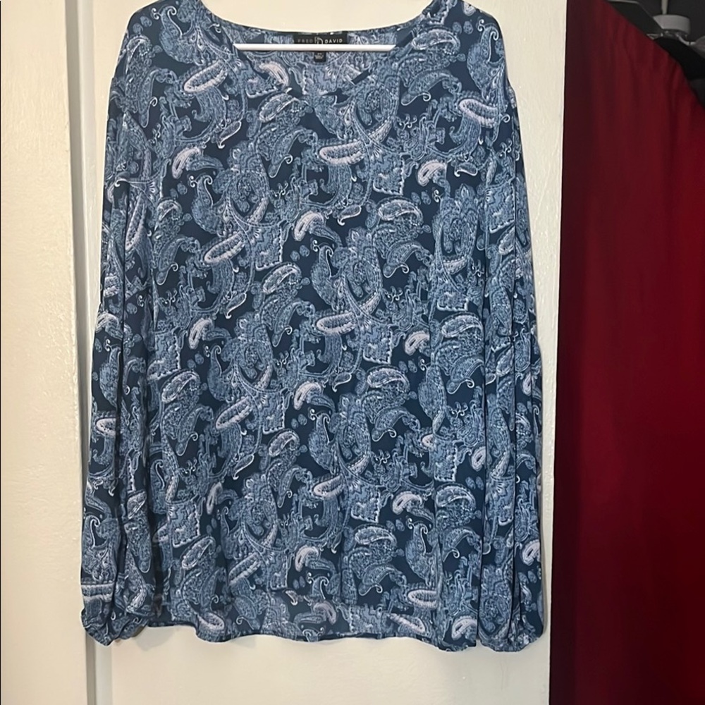 Fred David Navy Paisley Blouse